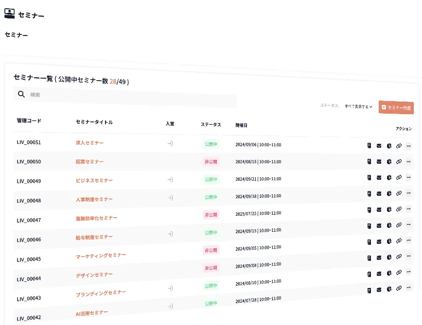 ツール操作画面_セミナーフロー一覧