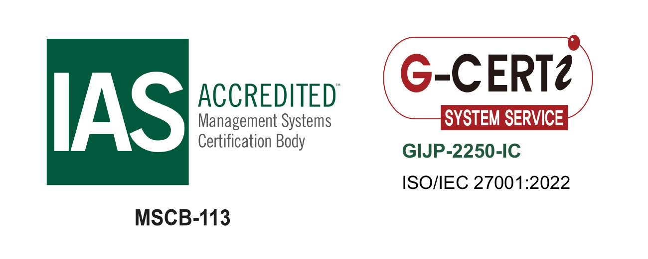 IAS認定 GCERTI認証マーク ISO/IEC 27001:2022 認証番号 GIJP-2250-IC